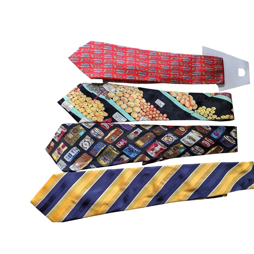 Mens Silk Tie Lot 4pc Nicole Miller Vintage Coffee Fruit Jos A Bank Olimpo Red